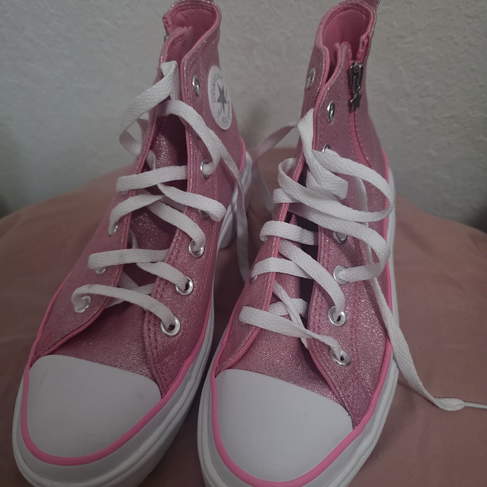 Pink High-Top Converse Sneakers